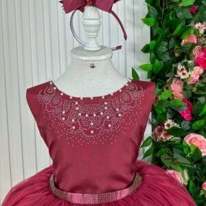 Vestido Enjoy Infantil Longo Regata Marsala
