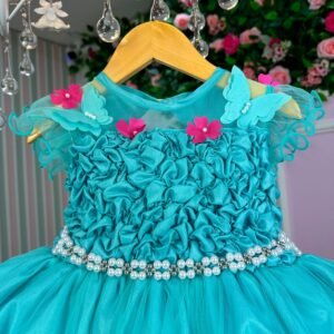 Vestido Princesa Belli Bia Jardim Encantado Verde Tiffany