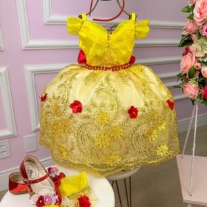 Vestido Princesa Tematico Bela e a Fera