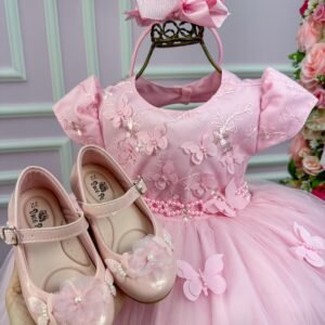 Vestido Menina Bonita Infantil Rosa Borboletas