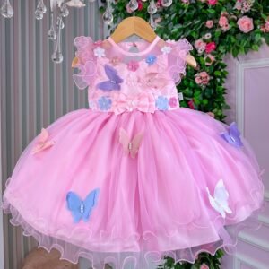 Vestido Marie Rosa Jardim Encantado Laço