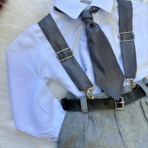 Conjunto Meninos Miss Cherry Rafael Suspensorio Cinza