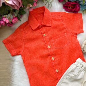 Conjunto Meninos Lucas Banana Club Shorts Camisa Laranja