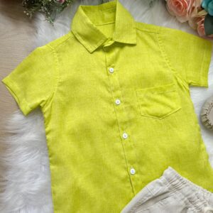 Conjunto Meninos Lucas Banana Club Shorts Camisa Verde Lima