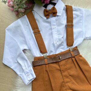 Conjunto Miss Cherry Vitor Suspensorio Marrom Teddy