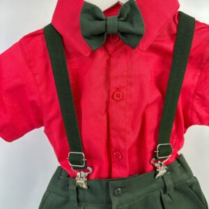 Conjunto Miss Cherry Henry Vermelho Suspensorio Verde Militar