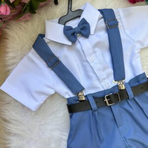 Conjunto Miss Cherry Meninos Social Shorts Ravi Azul