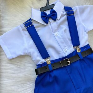 Conjunto Miss Cherry Meninos Social Shorts Ravi Azul Royal