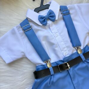 Conjunto Miss Cherry Meninos Social Shorts Ravi Azul Serenity