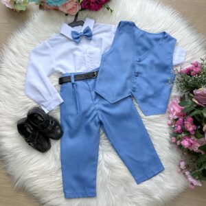 Conjunto Miss Cherry Social Leonardo Colete Azul Serenity