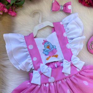 Romper/Vestido Princesa Belli Galinha Pintadinha Rosa