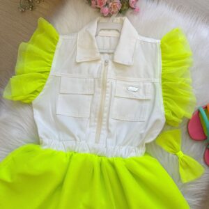 Vestido Blogueirinha Babado Rebeca Verde Neon