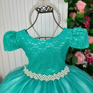 Vestido Enjoy Longo Laura Peito rendado Verde Tifanny