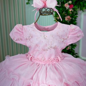 Vestido Infantil Menina Bonita 4 Saias Rosa Bebe
