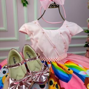 Vestido Infantil Temáticos da Gigi Peito Perolas Bolofofos - Bolo Fofos Rosa