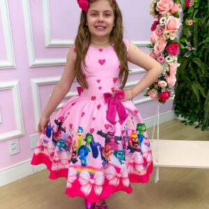 Vestido Infantil Temáticos Luxo Divertidamente Rosa