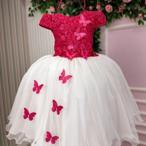 Vestido Juvenil - Midi Vila Lele Sabrina Pink e Off
