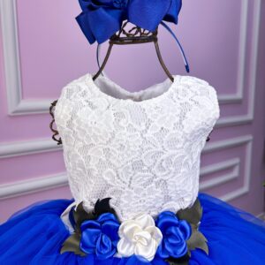 Vestido Juvenil Vila Lele Ivete Peito Off e Saia Azul Royal