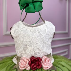 Vestido Juvenil Vila Lele Ivete Peito Off e Saia Verde
