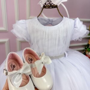 Vestido Menina Bonita Branco Peito Tule