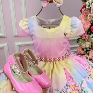 Vestido Mimadine Unicornio Colorido - Arco Iris