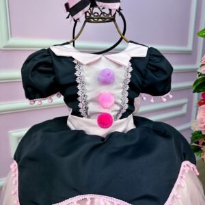Vestido Temáticos Kids Mundo Bita Preto e Rosa