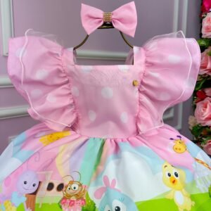 Vestido Temáticos Kids Galinha Pintadinha Rosa Bebe