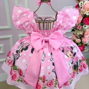 Vestido Temáticos Kids Minnie/Minie Rosa