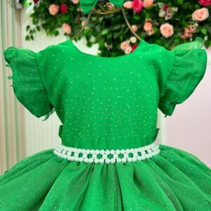 Vestido Ysa Kids Belinda Verde Bandeira