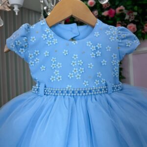 Vestido Menina Bonita Magali Florzinha Azul Bebe