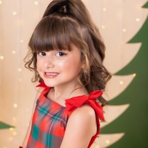Vestido Marie Madeline Ursinho Xadrez Vermelho - Natal
