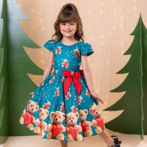 Vestido Marie Milena Ursinhos Verde - Natal