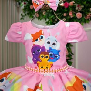 Vestido Mimadine Tematico Bolofofo Rosa Bebe