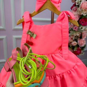 Vestido Blogueirinha Rosa Neon Cerejinha