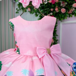 Vestido Infantil Temáticos Luxo Lilo e Stitch Rosa