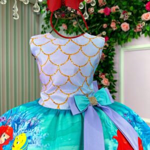 Vestido Infantil Temáticos Luxo Ariel - Sereia Modelo 2