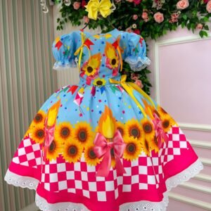 Vestido Marie Junino Luxo Quadrilha das Estrelas Azul