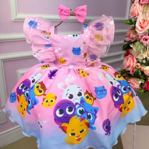 Vestido Temáticos Kids Bolofofos - Bolo Fofos Rosa Bebe