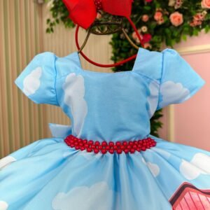 Vestido Gigi Infantil Temáticos Galinha Pintadinha Azul Modelo 2