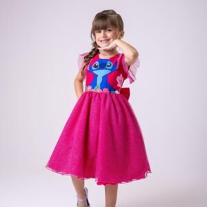 Vestido Ysa Kids Tematicos Lilo Stitch Pink Modelo 3