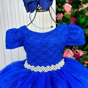 Vestido Enjoy Longo Laura Peito rendado Azul Royal