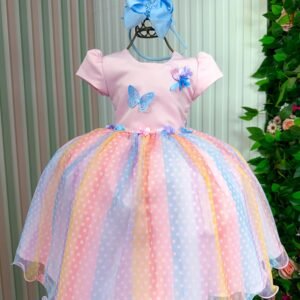 Vestido Vila Lele Ana Clara Rosa Saia Colorida