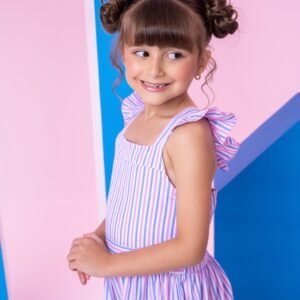 Vestido Banana Club Celine Lilas Listrado