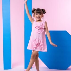 Vestido Blogueirinha Jojo Flor Rosa Bebe