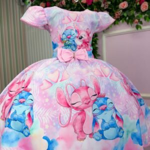 Vestido Tematico Luxo Stitch e Angel Modelo 2