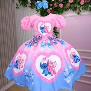 Vestido Tematico Luxo Stitch e Angel Modelo 4