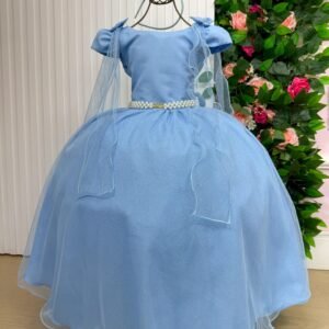 Vestido Banana Club Longo Diamante Azul Bebe