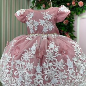 Vestido Marie Jardim Encantado Realeza Rose Renda Branca