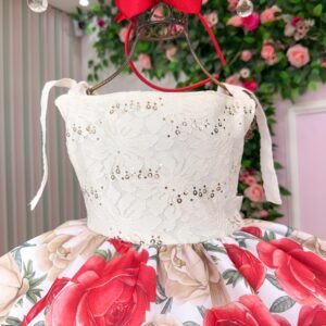 Vestido Giovanella Karine Off Florido Vermelho