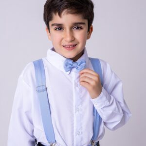 Conjunto Meninos Miss Cherry Leo Suspensorio Azul Claro